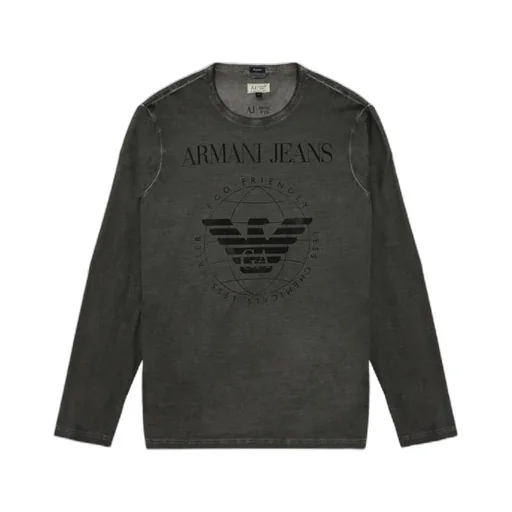 Dark Gray Logo Printed Long-Sleeved T-Shirt