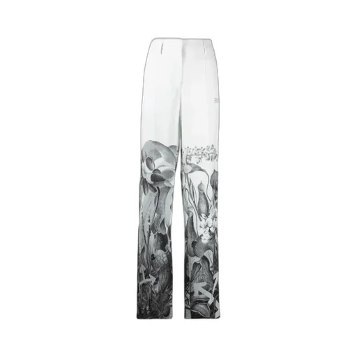 Botanical Print Straight-Leg Trousers