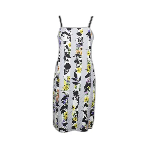 Off-White Striped Floral Print Dress