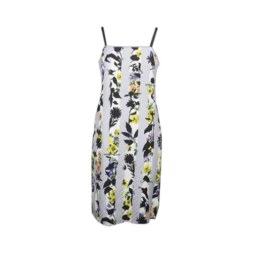 Off-White Striped Floral Print Dress