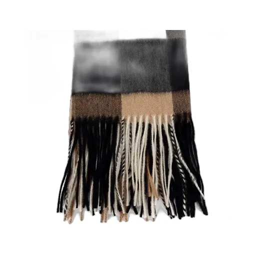Classic Plaid Fringed Cashmere Scarf