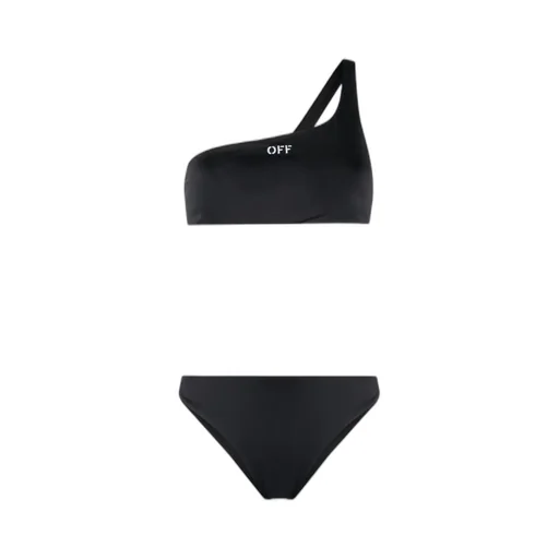 Off-White Logo Embroidered One-Shoulder Bikini Set