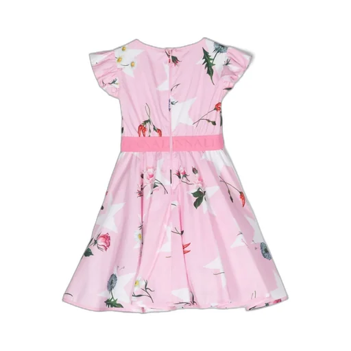Monnalisa Floral Printed Flared Poplin Dress