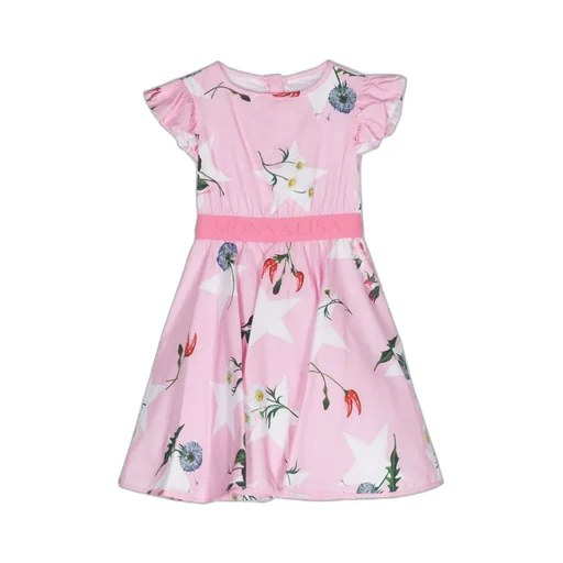 Monnalisa Floral Printed Flared Poplin Dress