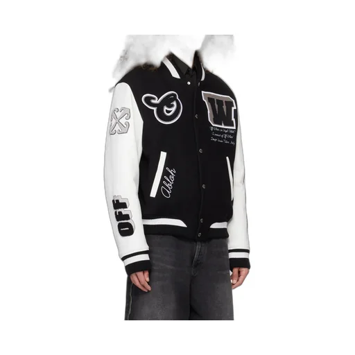 Off-White Lea Buttoned Long-Sleeved Varsity Jacket