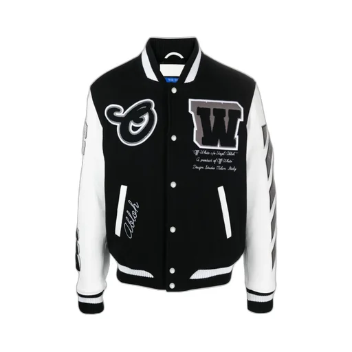 Off-White Lea Buttoned Long-Sleeved Varsity Jacket