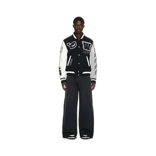 Off-White Lea Buttoned Long-Sleeved Varsity Jacket