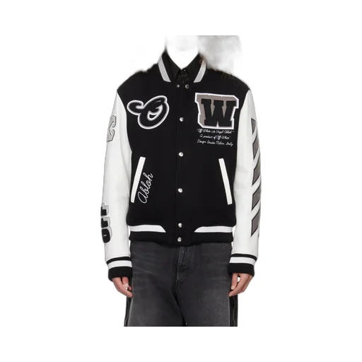 Off-White Lea Buttoned Long-Sleeved Varsity Jacket