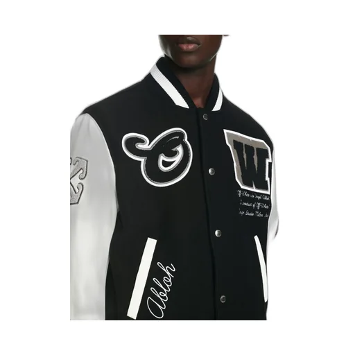 Off-White Lea Buttoned Long-Sleeved Varsity Jacket