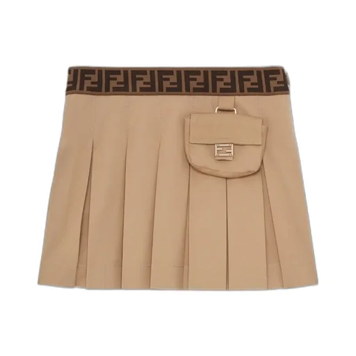 Fendi Kids Logo Waistband Pleated Skirt