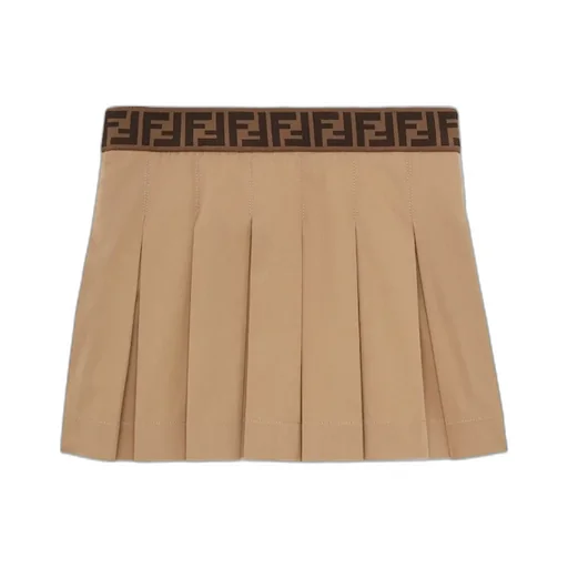 Fendi Kids Logo Waistband Pleated Skirt