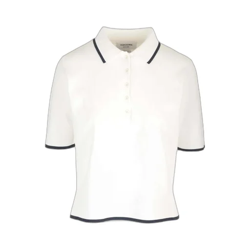 Thom Browne Rib-Stitch Short-Sleeved Polo Shirt