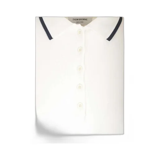 Thom Browne Rib-Stitch Short-Sleeved Polo Shirt