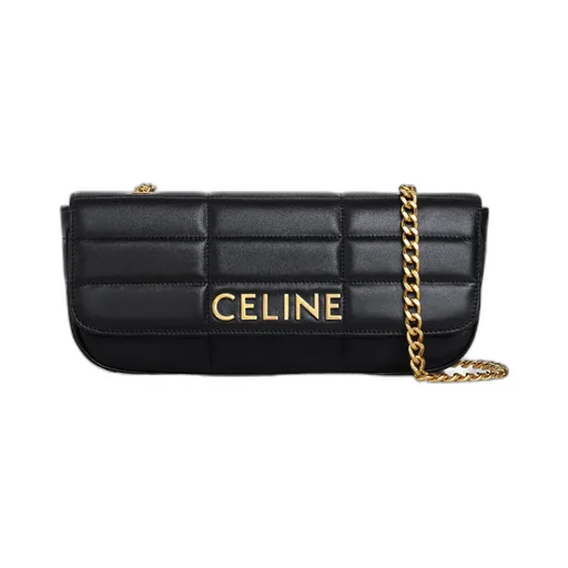 Long Chain Shoulder Bag Matelasse Monochrome Celine In Quilted Goatskin