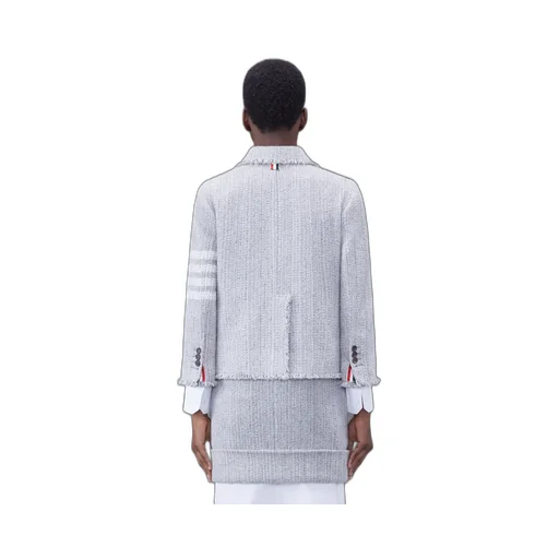 Thom Browne Tweed Fray 4-Bar Cropped Sack Jacket