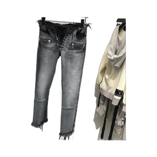 Lace-Up Cropped Jeans