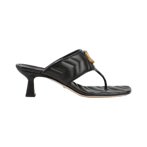 Gucci Logo Plaque Quilted Thong Sandals