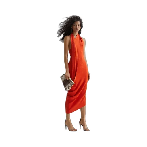 Fendi Asymmetric Draped Fitted Sleeveless Dress