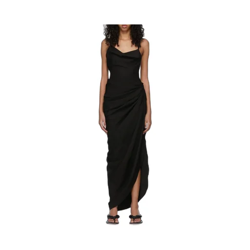 Jacquemus Asymmetric Draped Midi Dress