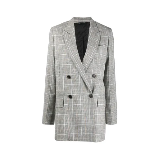 Check-Pattern Double-Breasted Blazer