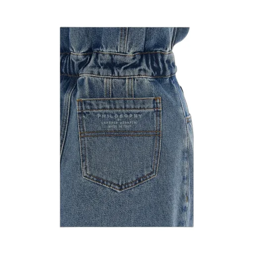 Contrasting-Panels Denim Dress