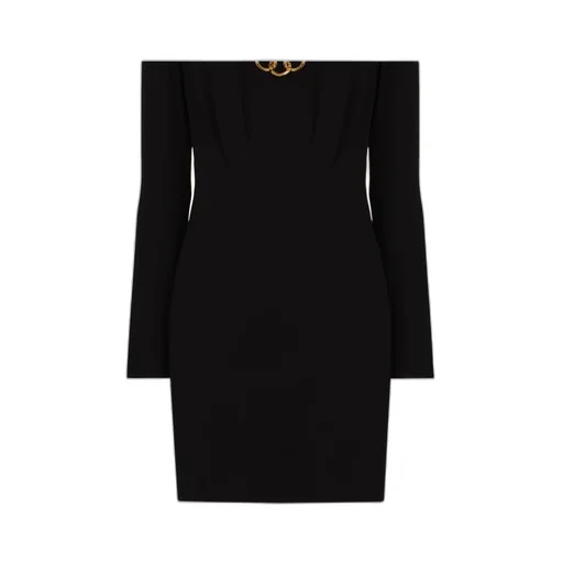 Chain-Trim Long-Sleeve Mini Dress