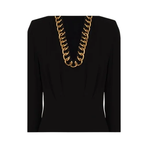 Chain-Trim Long-Sleeve Mini Dress
