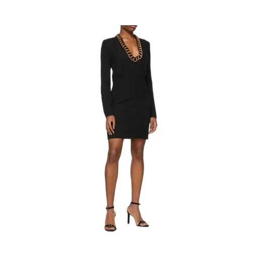 Chain-Trim Long-Sleeve Mini Dress