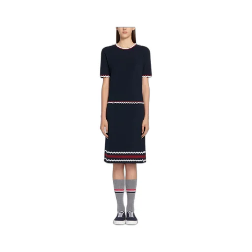 Zigzag-Trim Pleated Rib T-Shirt