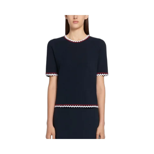 Zigzag-Trim Pleated Rib T-Shirt