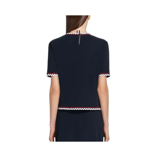 Zigzag-Trim Pleated Rib T-Shirt