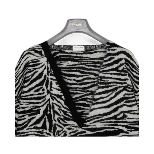 Saint Laurent Zebra Patterned V-Neck Sweater