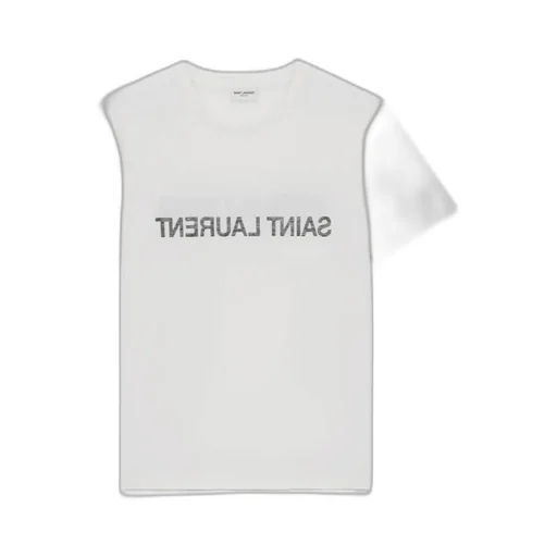 Saint Laurent Reverse Logo Printed Crewneck T-Shirt