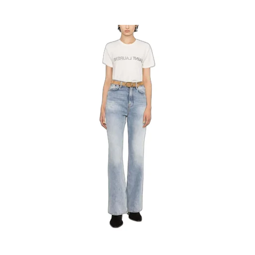 Saint Laurent Reverse Logo Printed Crewneck T-Shirt