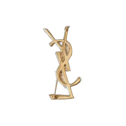 Ysl Logo Letter Brooch