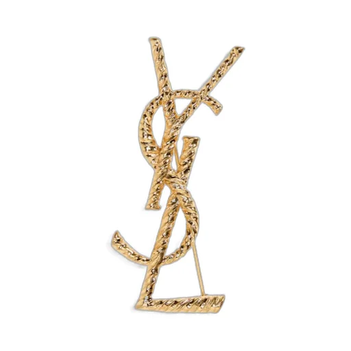 Ysl Logo Letter Brooch