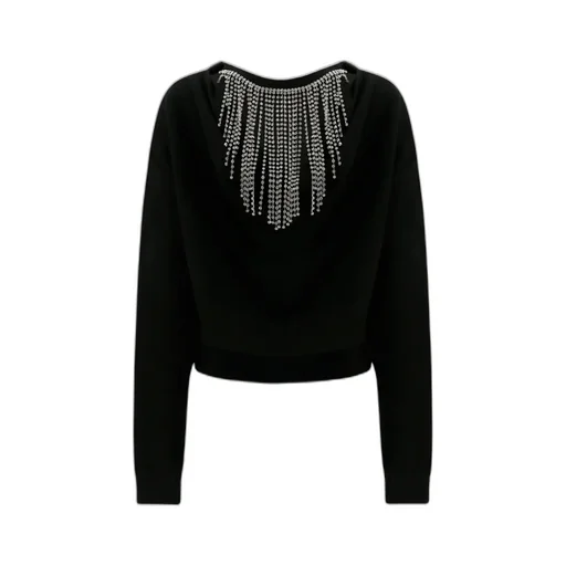 Black Crystal Tassel Decorated Pullover
