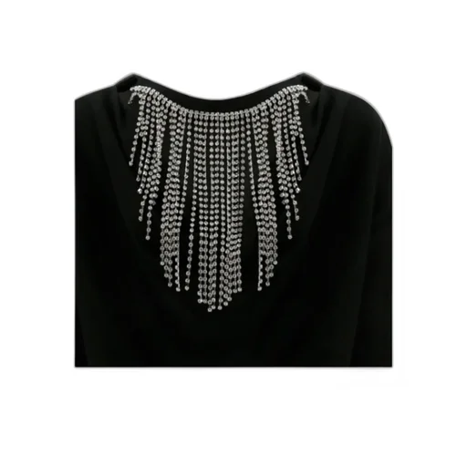 Black Crystal Tassel Decorated Pullover
