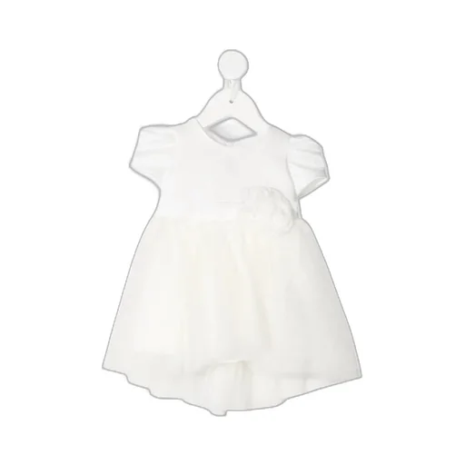 Flower-Appliqué Tulle Dress