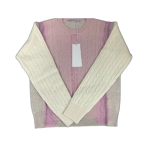 Contrast-Panel Cable-Knit Jumper