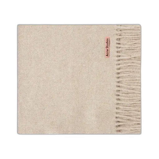 Acne Studios Logo Detailed Fringed Edge Scarf