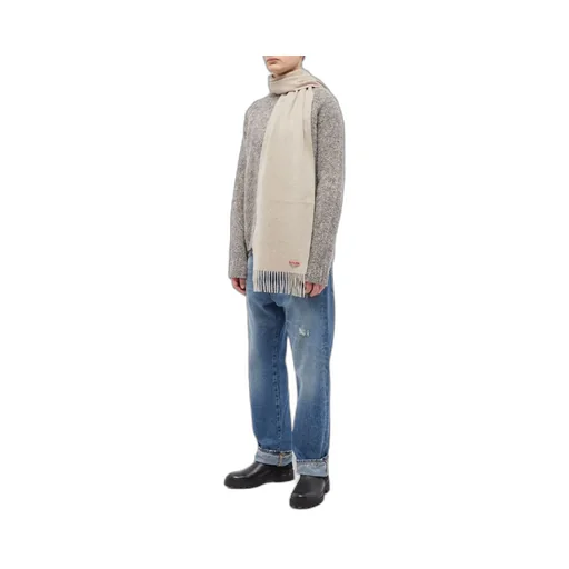 Acne Studios Logo Detailed Fringed Edge Scarf