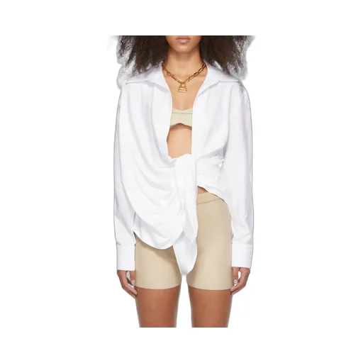 Spread-Collar Tie-Fastening Shirt