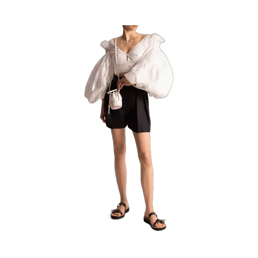 Balloon-Sleeves Cropped Top