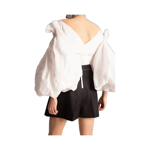 Balloon-Sleeves Cropped Top