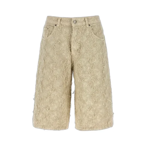Becky Fur Denim Bermuda Shorts