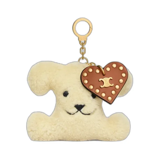 Triomphe Pom-Pom Charm In Shearling And Calfskin