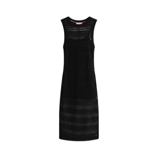 Crochet-Knit Sleeveless Midi Dress