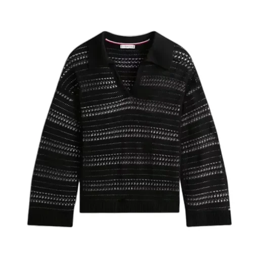 Striped Polo-Neck Sweater