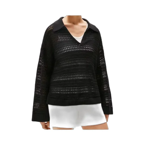 Striped Polo-Neck Sweater